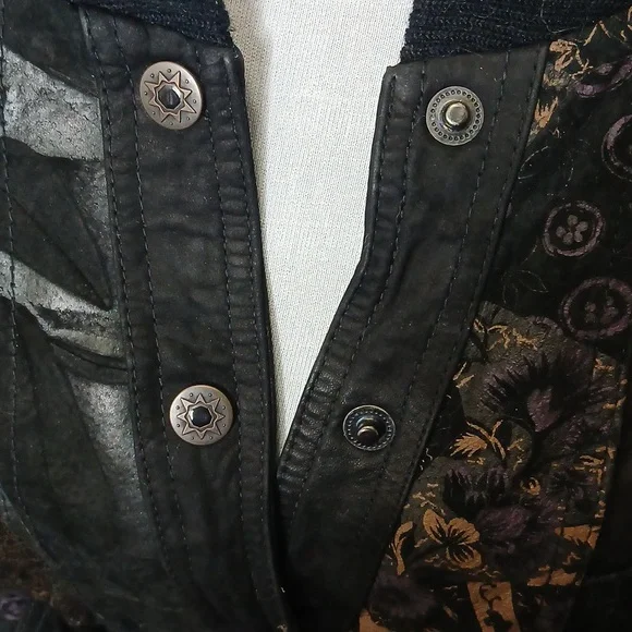 G 3 vintage floral leather bomber jacket size medium # 238 - Picture 8 of 17